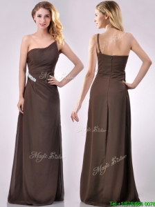 Low Price One Shoulder Taffeta Beaded Mother of the Bride Dress in Brown
