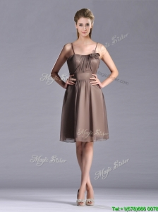 Popular Chiffon Brown Short Mother of the Bride Dress with Spaghetti Straps