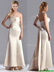 Cheap Off White Column Strapless Mother of the Bride Dress with Brush Train