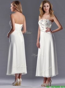 Beautiful Applique with Beading White Mother of the Bride Dress in Tea Length