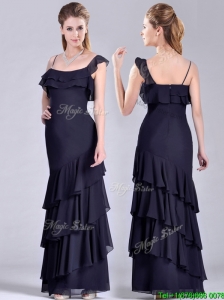 Best Selling Asymmetrical Ankle Length Mother of the Bride Dress with Ruffled Layers