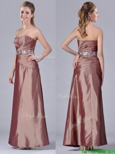 Discount Column Sweetheart Side Zipper Beaded Mother of the Bride Dress in Brown