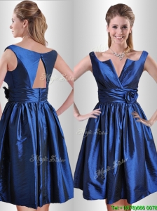 Exquisite Open Back Hand Crafted Flower Mother of the Bride Dress in Royal Blue