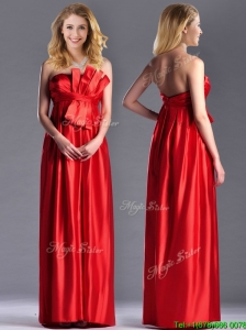 Gorgeous Empire Red Long Mother of the Bride Dress in Elastic Woven Satin