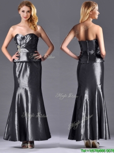 Mermaid Sweetheart Ankle-length Silver Mother of the Bride Dress with Beading