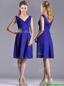 Modest Empire Chiffon Zipper Up Mother of the Bride Dress with V Neck