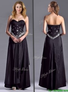 Discount Column Sweetheart Taffeta Black Mother of the Bride Dress with Beading