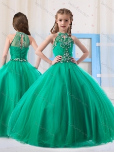 Top Selling Ball Gowns Halter Beaded Mini Quinceanera Dress in Turquoise