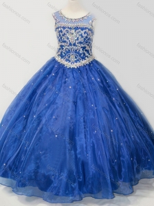 Beautiful Beaded Bodice Open Back Mini Quinceanera Dress in Royal Blue