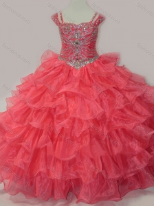 Perfect Sweetheart Beaded Mini Quinceanera Dress with Spaghetti Straps in Coral Red