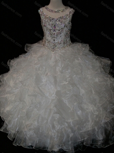 Princess Ball Gown Scoop Beaded Bodice Lace Up Mini Quinceanera Dress in White