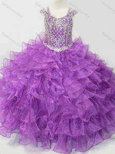 Puffy Skirt V-neck Lace Up Mini Quinceanera Dress with Straps and Ruffled Layers
