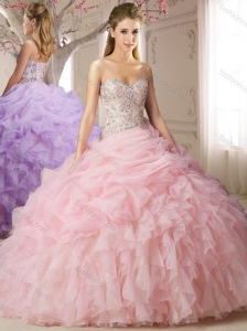 Elegant Beaded and Bubble Sweep Train Quinceanera Dress in Lavender