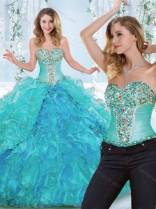 Luxurious Really Puffy Rhinestoned and Ruffled Detachable Sweet 16 Quinceanera Dress