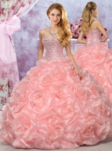 Best Selling Organza Pink Sweet 16 Quinceanera Dress with Beading and Bubbles