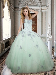 Discount Really Puffy Applique and Beaded Apple Green Quinceanera Dress