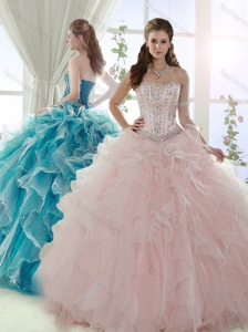 Discount Visible Boning Beaded Detachable Quinceanera Skirts in Baby Pink