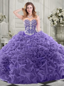 Gorgeous Beaded Bodice and Ruffled Perfect Quinceanera Dress with Chapel Train