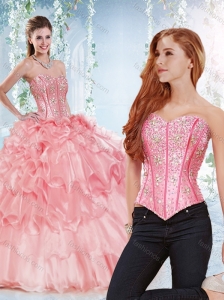 Modest Visible Boning Organze Detachable Quinceanera Dress with Beaded Bodice