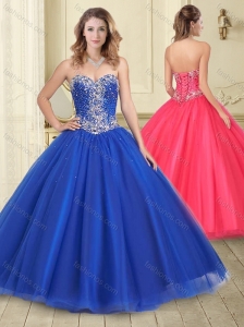 Perfect Puffy Skirt Royal Blue Tulle Quinceanera Dress with Beading