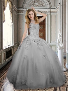 Popular Grey Ball Gown 15 Quinceanera Dress with Appliques and Beading
