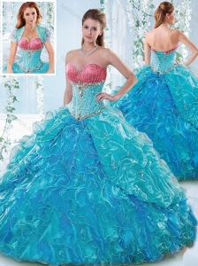Unique Beaded Bodice and Ruffled Sweetheart Detachable Quinceanera Dress