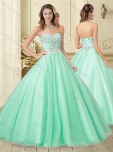 Classical Apple Green Tulle Perfect Quinceanera Dress with Beading