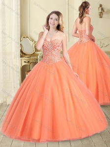 Lovely Beaded Bodice Puffy Skirt Quinceanera Dress in Orange