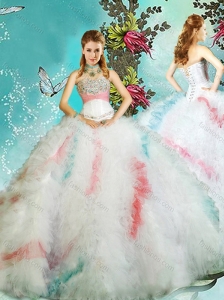 Lovely Puffy Skirt Sweet 16 Dress with Beaded Bust and Ruffles