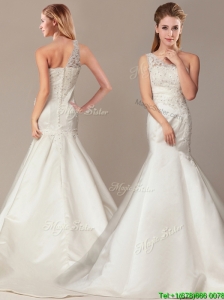 Beautiful Shoulder Mermaid Wedding Dresses with Court Train