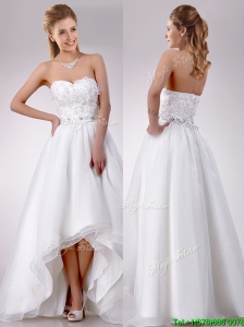 Popular High Low Organza Wedding Dress with Beading