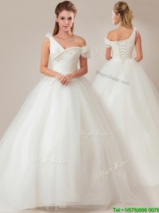 Popular Asymmetrical Wedding Dresses with Beading and Ruching