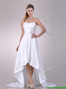 Popular High Low Wedding Dresses with Hand Crafted and Ruching