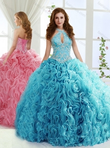 Fashionable Halter Top Detachable Quinceanera Skirt with Beading and Appliques