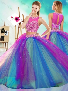 Rainbow Colored Big Puffy Detachable Quinceanera Skirt with See Through