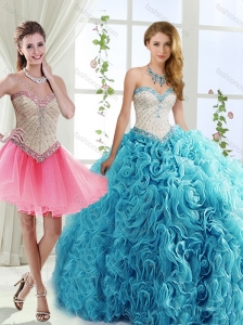Sophisticated Rolling Flowers Detachable Quinceanera Skirt with Brush Train