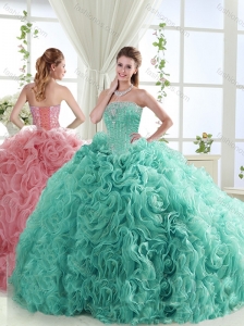 New Arrival Lovely Brush Train Mint  Quinceanera Dresses with Beading