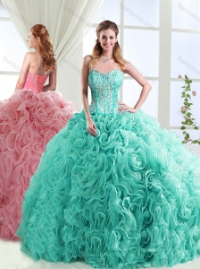 Visible Boning Beaded and Applique Perfect Quinceanera Dresses in Rolling Flowers