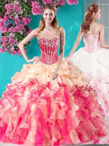 Colorful Ball Gown Sweetheart 15 Quinceanera Dress with Rhinestones and Beading