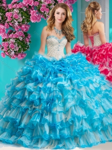 Romantic Beaded and Ruffled Layers 15 Quinceanera Dress with Really Puffy