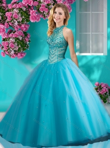 Popular Big Puffy Halter Top Quinceanera Dress with Beading and Appliques