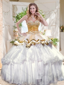 Pretty Big Puffy Quinceanera Dress with Beading and Ruffles Layers