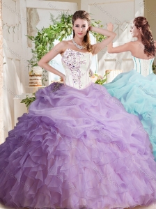 Fashionable Asymmetrical Visible Boning Beaded Quinceanera Dress with Ruffles and Bubbles