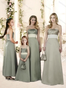 Best Selling Satin Empire Bridesmaid Dress with Sashes and Ruching