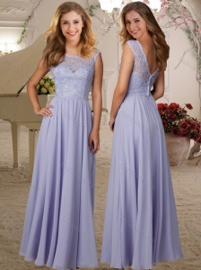 Exquisite Beaded and Laced Lavender Cheap Dama Dress with Backless