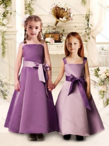 Lovely Bowknot Spaghetti Straps Bridesmaid Dress with Satin
