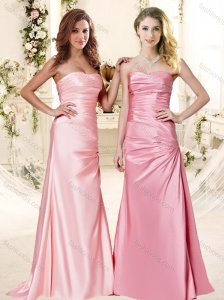 Popular Brush Train Ruching Bridesmaid Dress with Empire