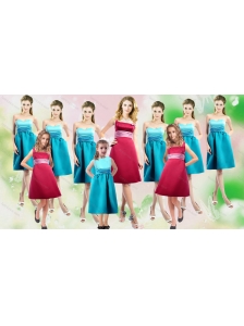 Pretty Satin Red Bridesmaid Dresses with Handle Made Flower