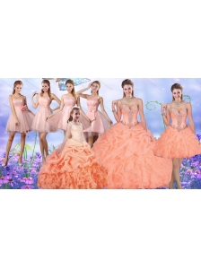 Fashionable Straps Orange Quinceanera Dress and Latest Square Mini Quinceanera Dress and Classical Beaded and Ruffled Prom Dress and Beautiful Tulle Short Dama Dresses