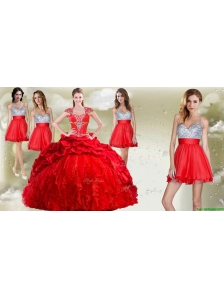 Top Selling Beaded and Pick Ups Quinceanera Dress and Romantic Sequined V Neck Short Dama Dresses